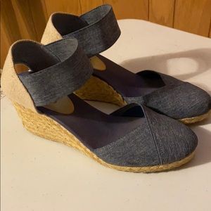 Chaps denim wedge sandals